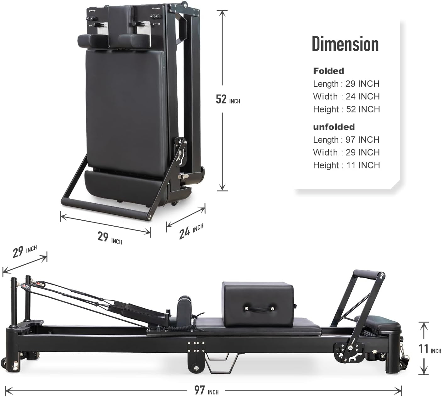 Pilates Reformer Machine, Foldable Pilates Machine for Home and Studio